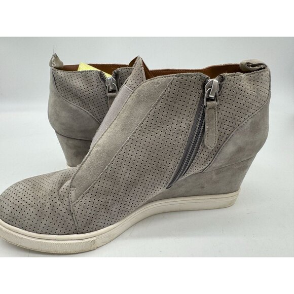 Linea Paolo Womens Felicia Perforated Wedge Sneakers Size 8M Gray Side Zipper - Picture 9 of 14